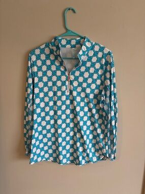 Beachtimer Turquoise Knot-Print Quarter Zip Pullover
